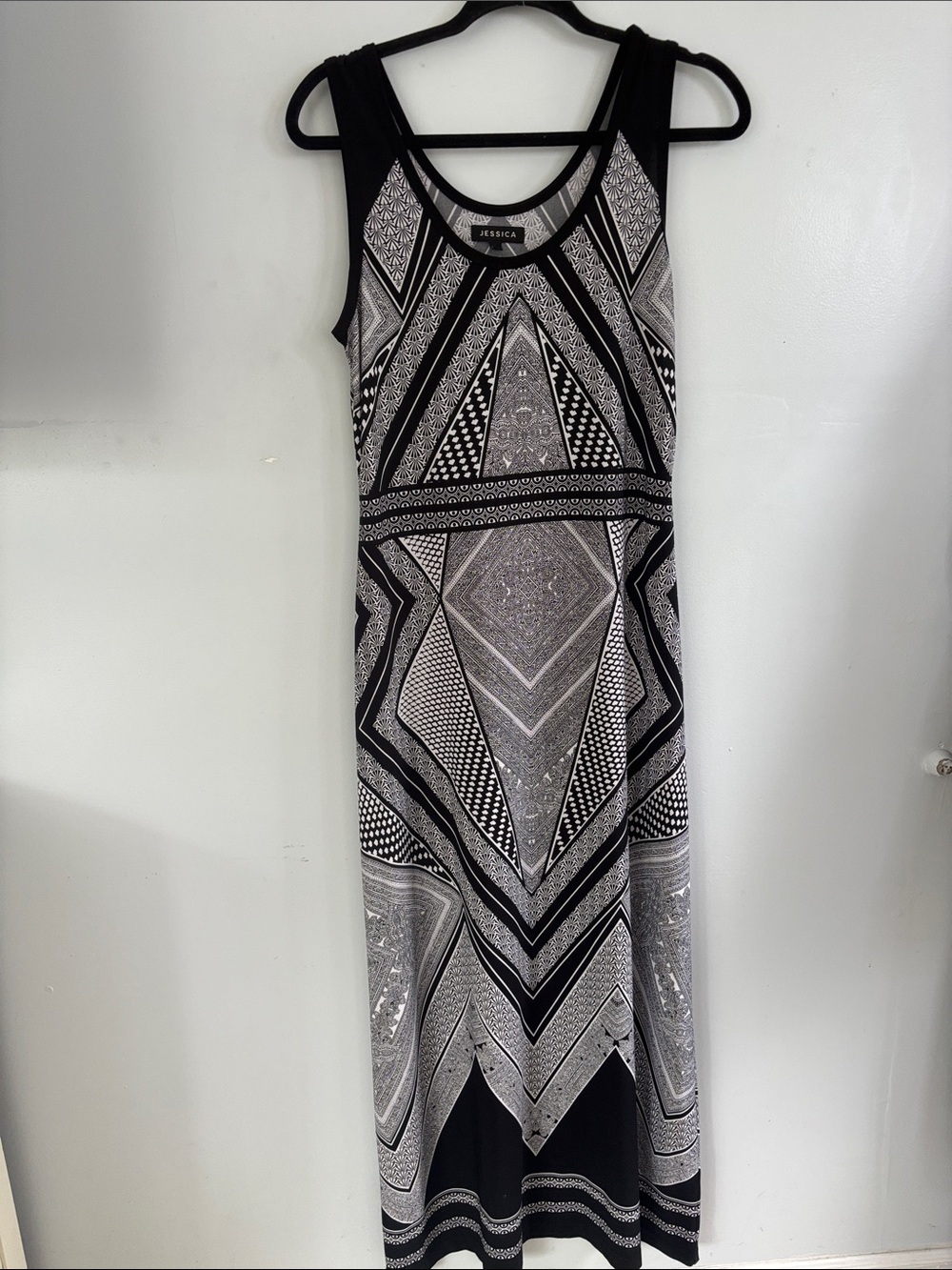 Jessica Black & White Geometric Maxi Dress